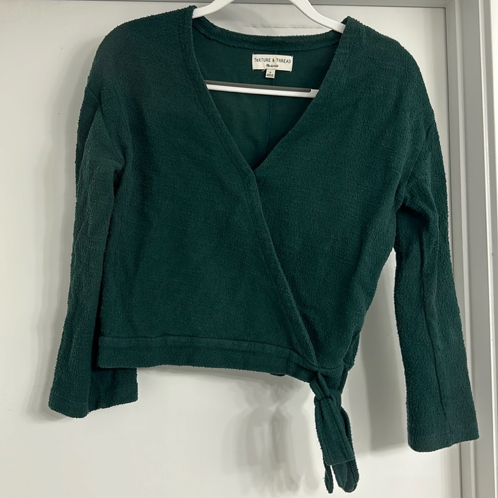 Green Madewell faux-wrap long sleeve top